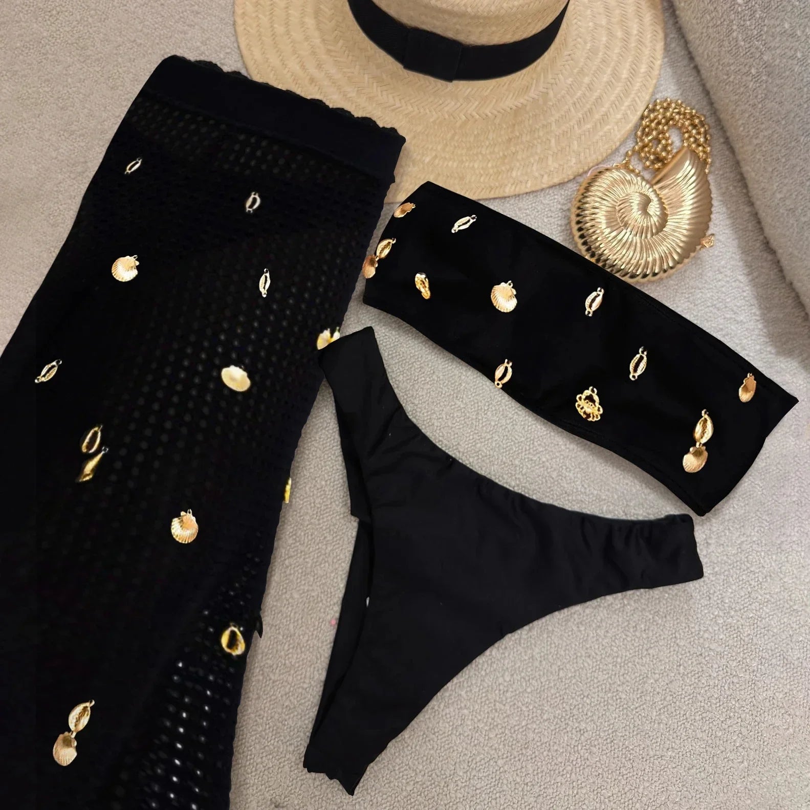 Sexy 3 Pieces Bikini Women Swimsuit With Crochet - Piña Colada