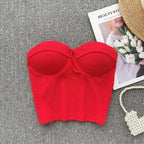 Strapless Summer Casual Crop Tops with Built In Bras - Piña Colada