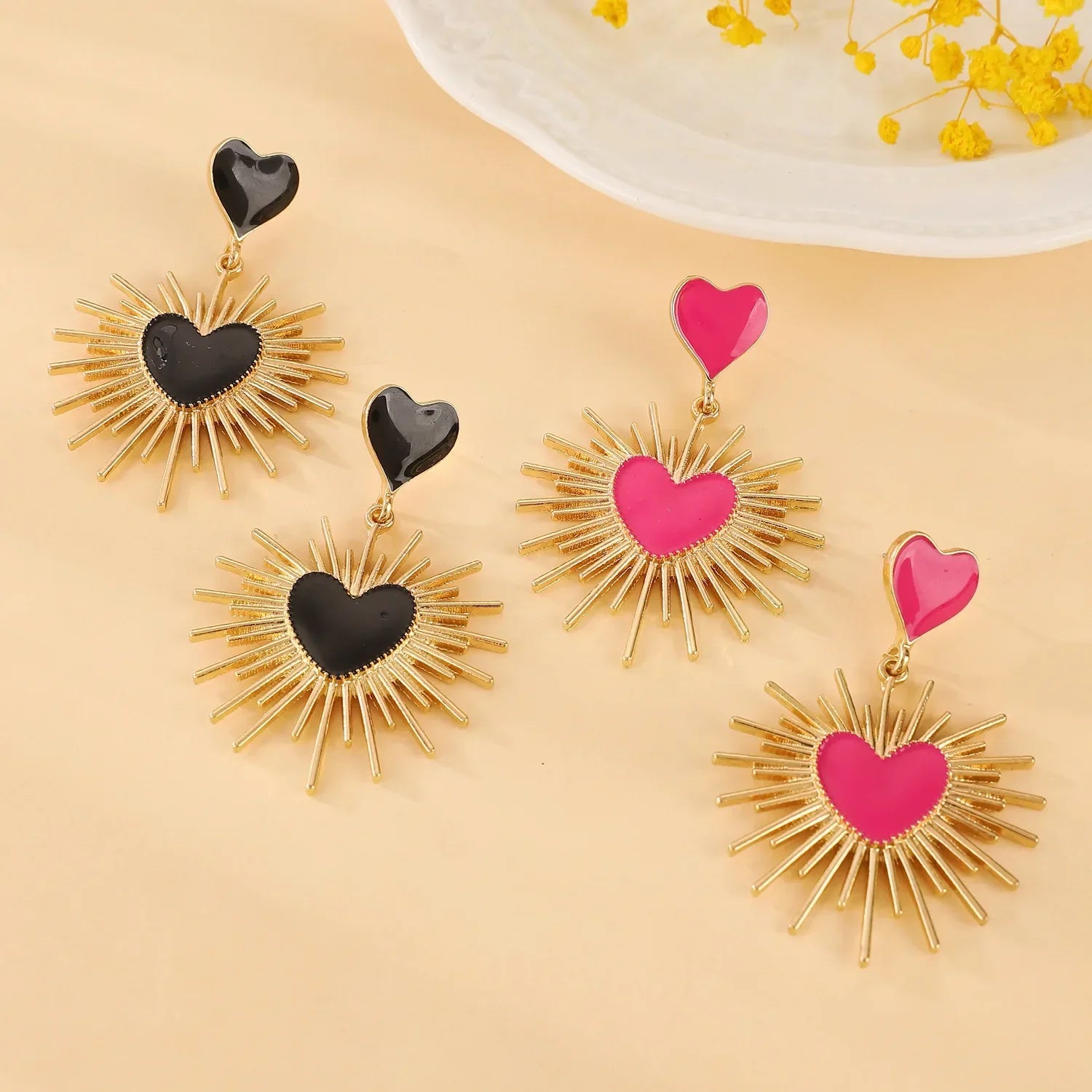 Boho Polka Dot Drop Earrings - Piña Colada