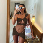 3 Pieces Sexy Bikini One Shoulder