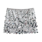 High Waist Sequined Mini Skirt - Piña Colada