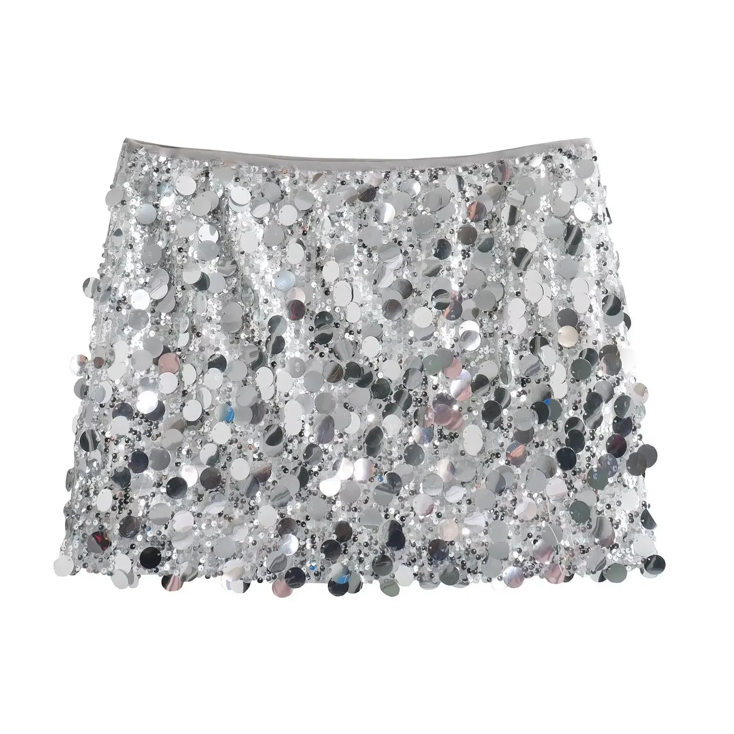 High Waist Sequined Mini Skirt - Piña Colada