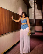 Elegant Solid Color Two-Piece Summer Set - Piña Colada