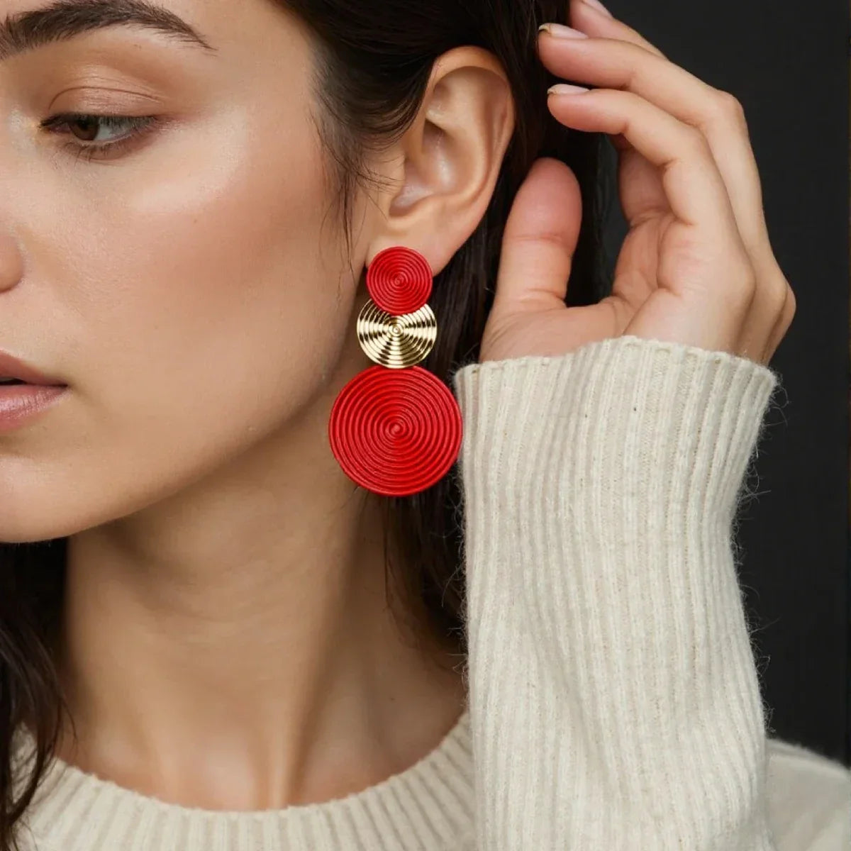 Dangle Earrings Trio Circle - Piña Colada