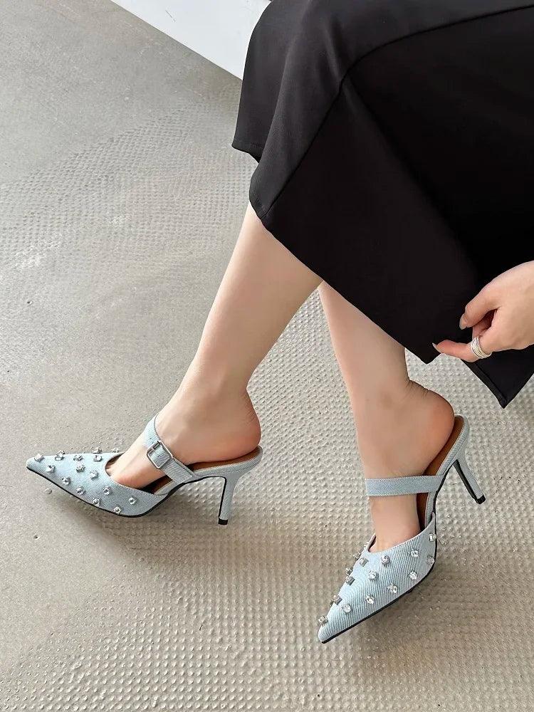 Crystal Diamond Buckle Pointed Toe - Piña Colada