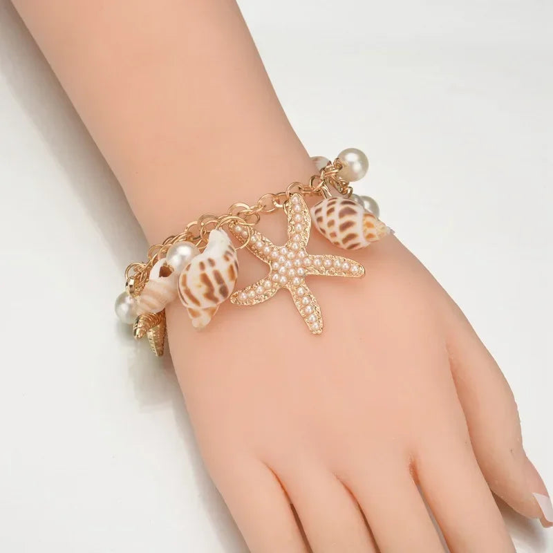 Starfish & Shell Charm Bracelet - Piña Colada