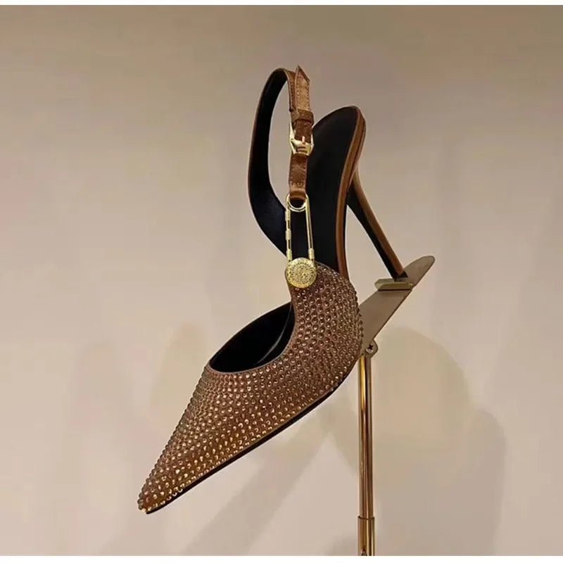 Satin Slingback Heels – Elegant 9.6cm Pointed Toe Pumps - Piña Colada