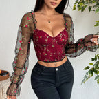 Mesh Long Sleeve Corset - Piña Colada