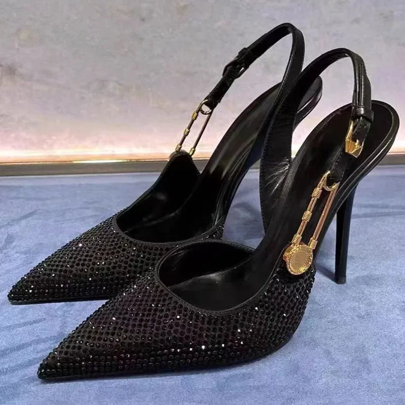 Satin Slingback Heels – Elegant 9.6cm Pointed Toe Pumps - Piña Colada
