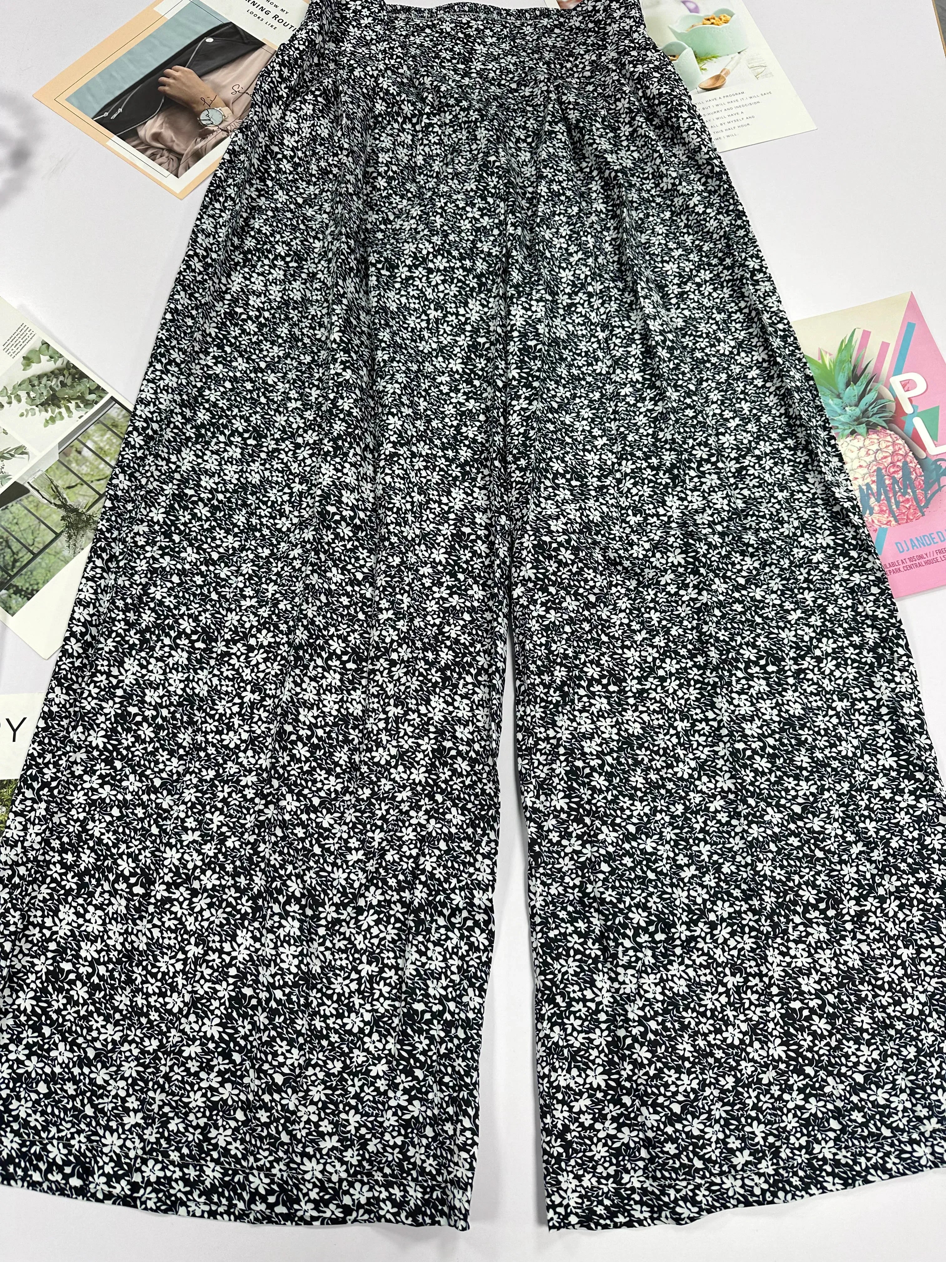 Floral high-waisted pants - Piña Colada