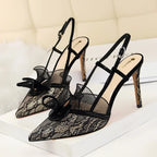 Lace Hollow Pumps Stilettos - Piña Colada