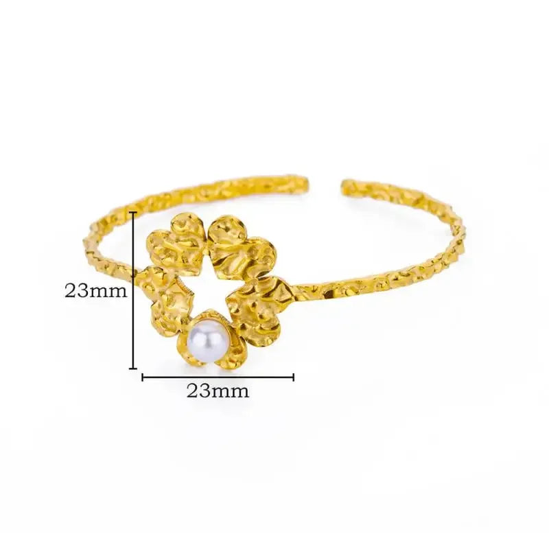 18K Gold-Plated Stainless Steel Cuff Bracelet for Women - Piña Colada
