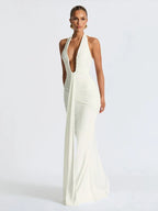 Maxi Dress Classic Solid Low Neck - Piña Colada