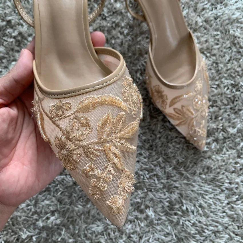 Mesh Embroidered Fashion Shoes - Piña Colada