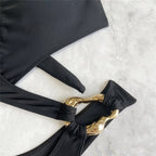 Adjustable Halter Monokini One Piece Swimsuit - Piña Colada
