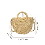 Straw Rattan Half-Moon Beach Handbag - Piña Colada