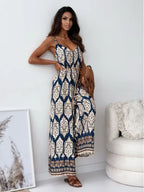Elegan V-neck High Waist Jumpsuit - Piña Colada