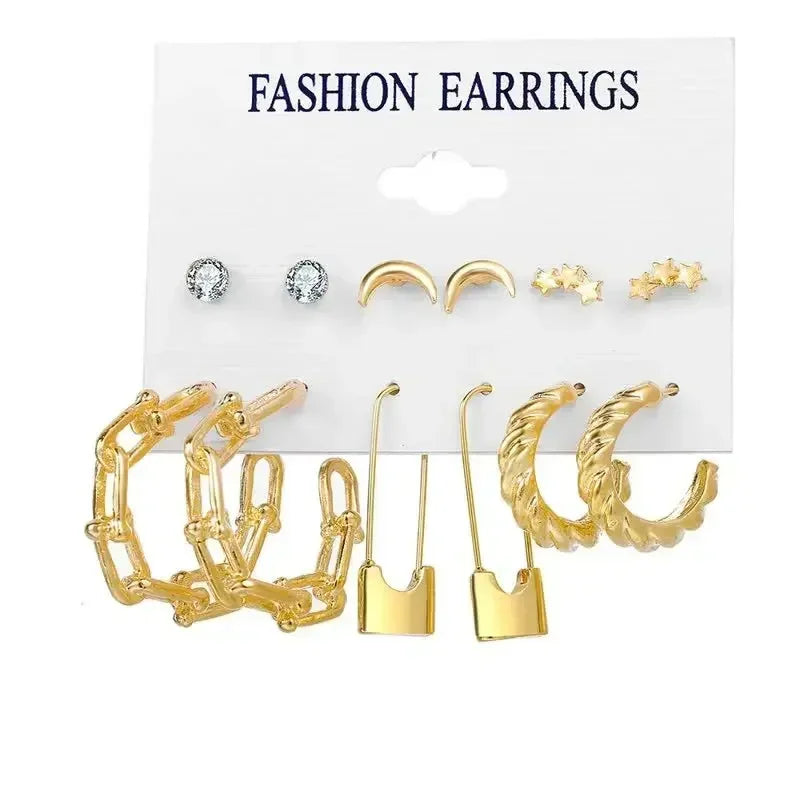 Pearl Hoop Earrings Set - Piña Colada