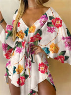 Print Dress Sexy V-Neck - Piña Colada