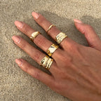 6Pcs/Set Vintage Sun Starfish Open Rings - Piña Colada