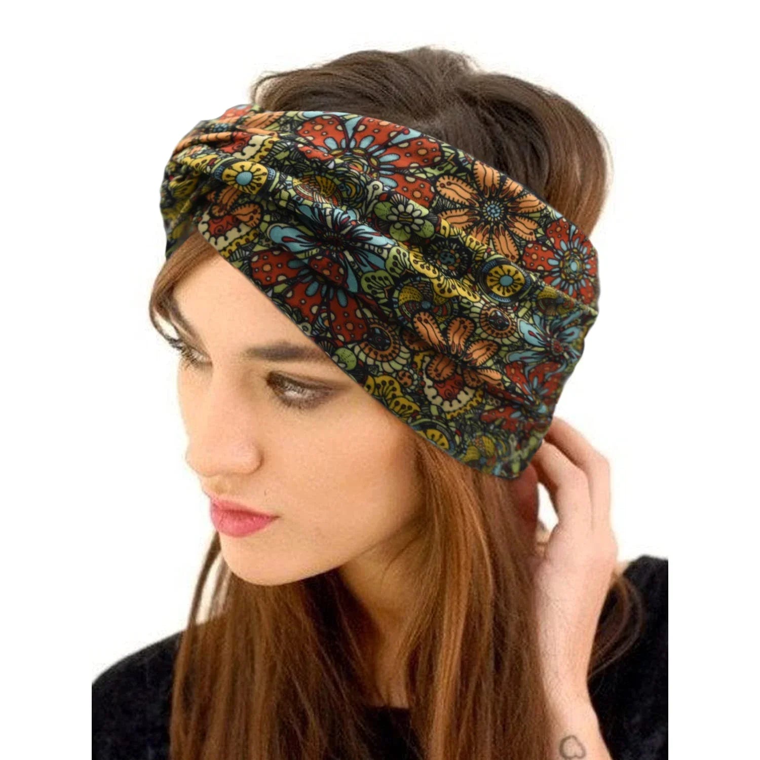 Printed Wide Elastic Headband - Piña Colada