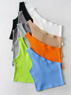 One Shoulder Cropped Tank - Piña Colada