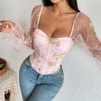 Valentine’s Embroidered Tank Top - Piña Colada