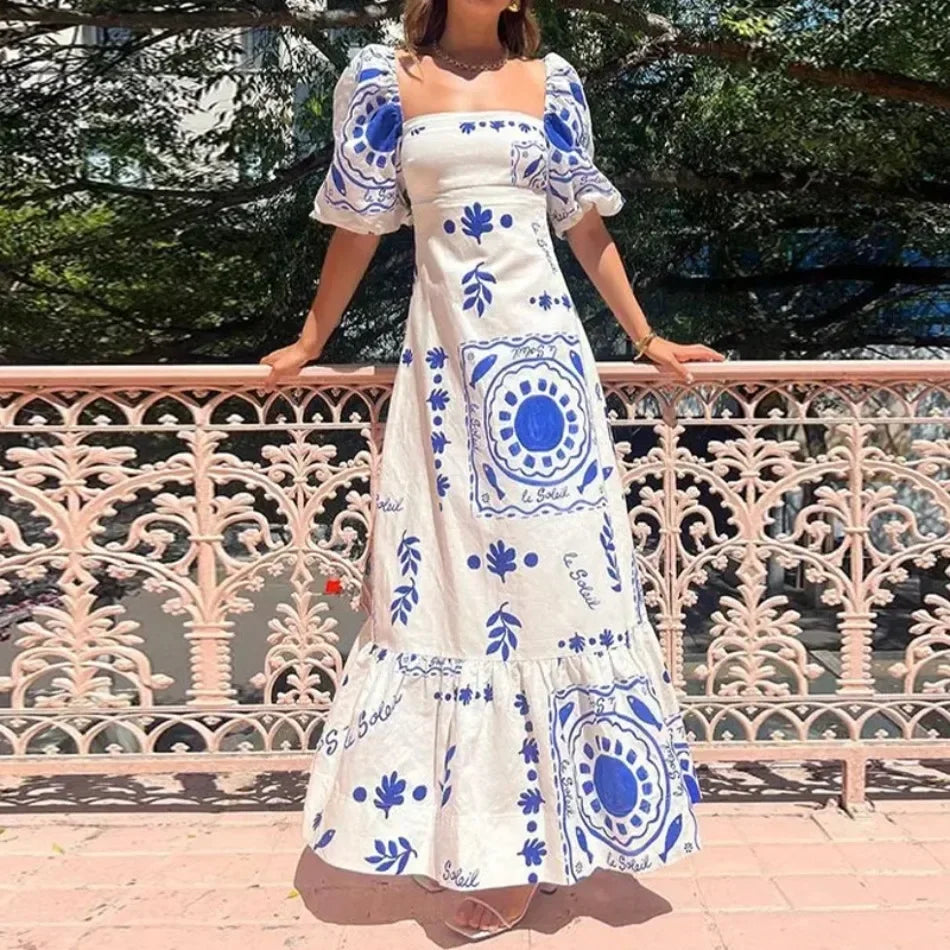 Elegant Womens Dresses Summer Print - Piña Colada