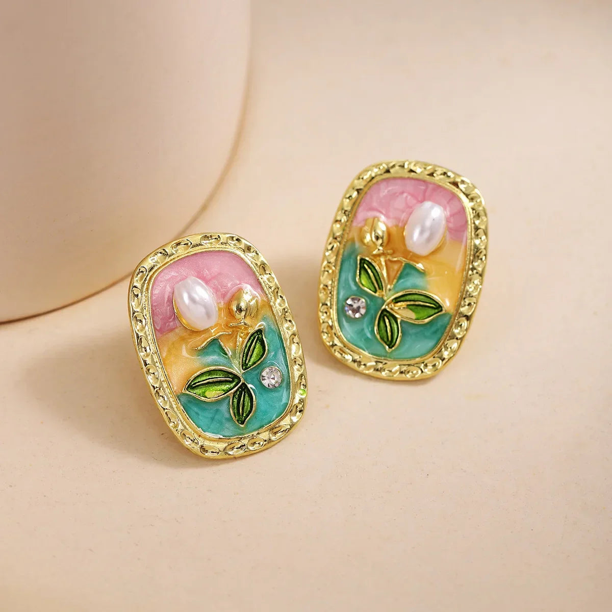 Painting Texture Earrings - Piña Colada