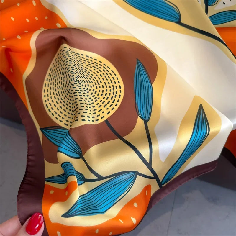 Silk Scarf Square Hairbands Flower - Piña Colada