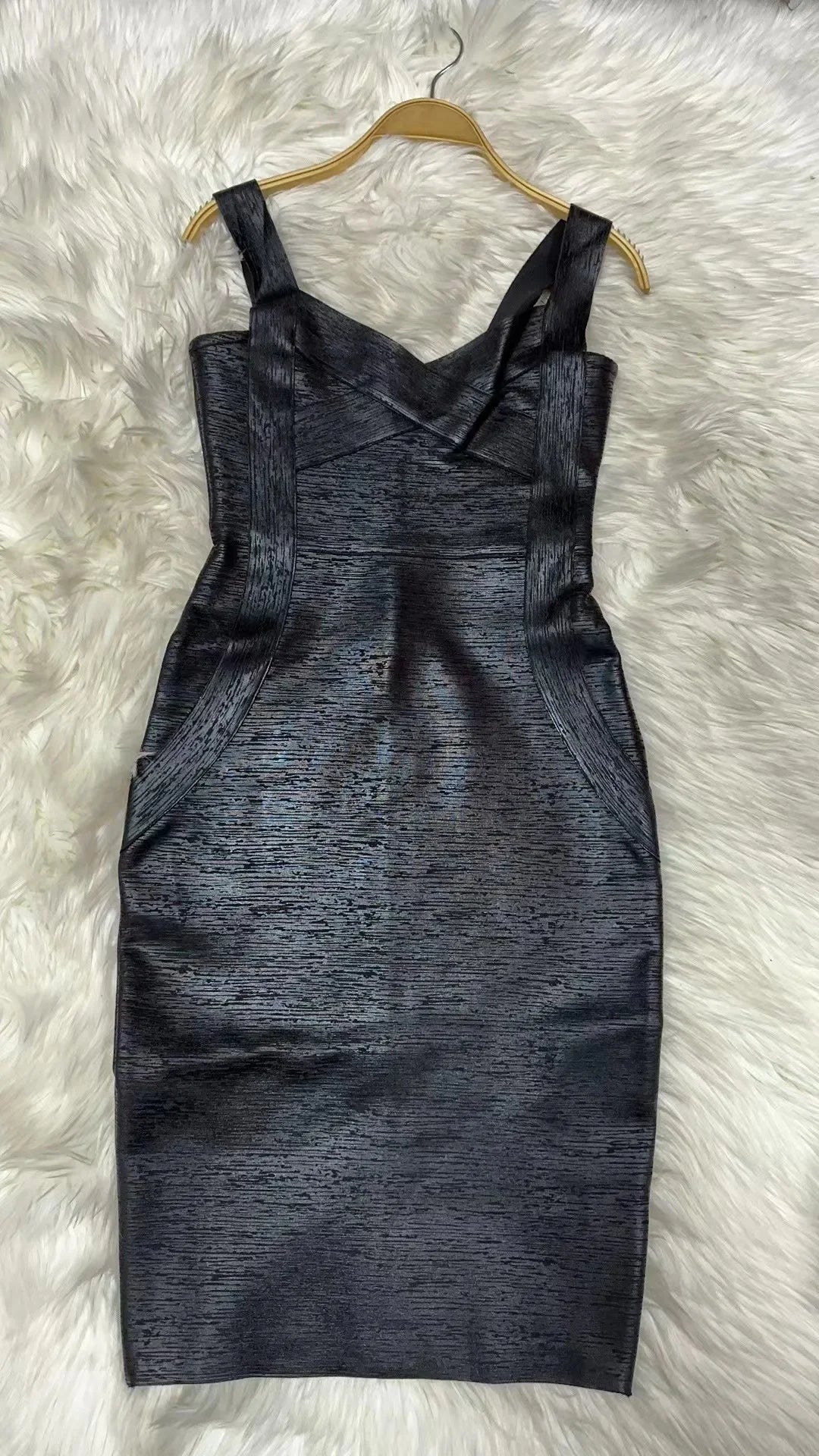 Denim Bodycon Dress – Knee-Length V-Neck Club Style - Piña Colada