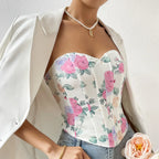 Off Shoulder Tank Top Low Cut Open Back - Piña Colada