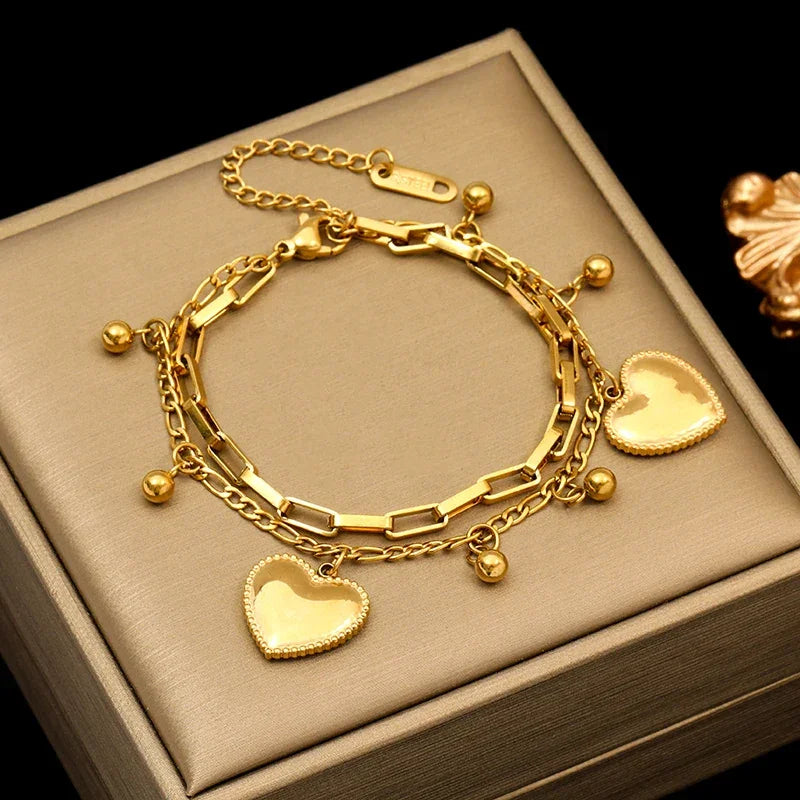 Stainless Steel Starfish & Moon Charm Bracelet - Piña Colada