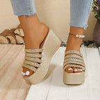 Wedge Slides 9cm High Heels - Piña Colada
