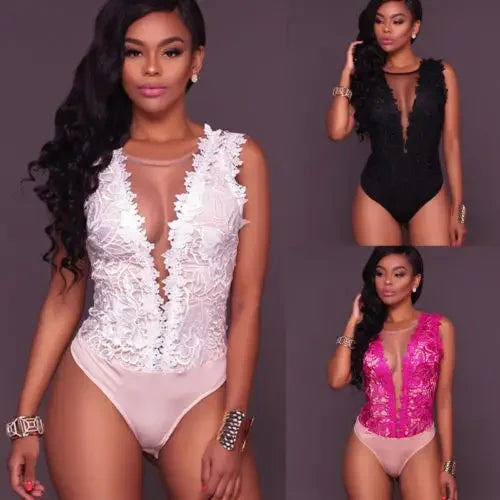 Floral Lace Backless Bodysuit - Piña Colada