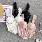Tank Top Diamond Lace Mesh - Piña Colada