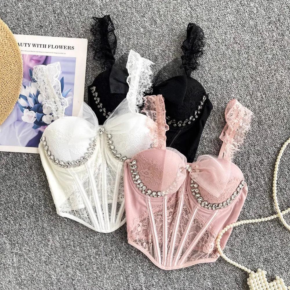Tank Top Diamond Lace Mesh - Piña Colada