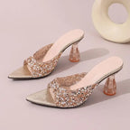 Crystal High Heels Sandals - Piña Colada