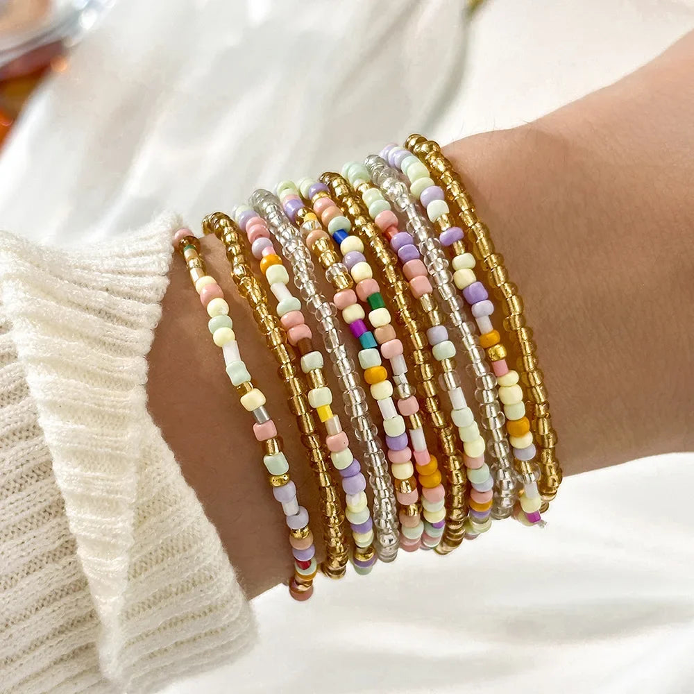 Bohemian Colorful Beaded Bracelets Set - Piña Colada
