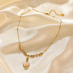 Trendy Stainless Steel Ball Pendant Necklace for Women - Piña Colada