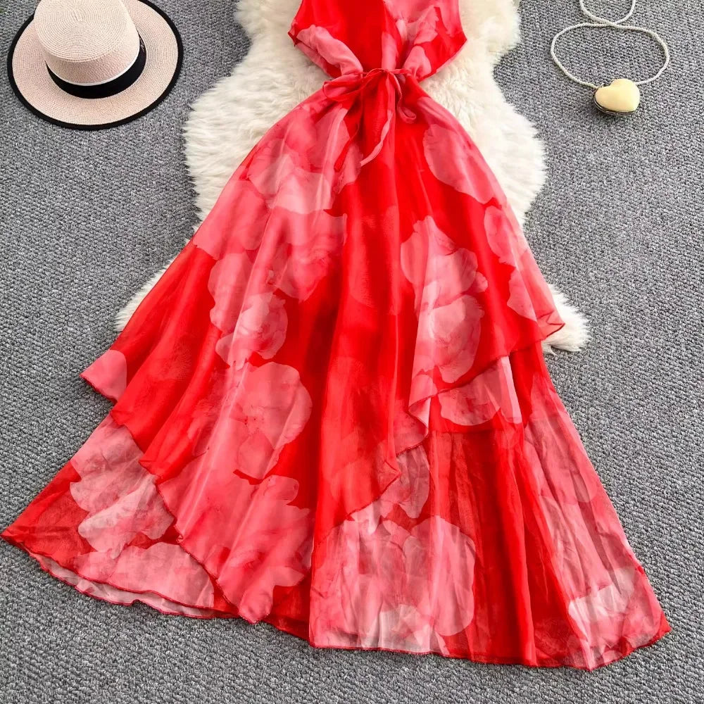 Boho Backless Printed Midi Dress - Piña Colada