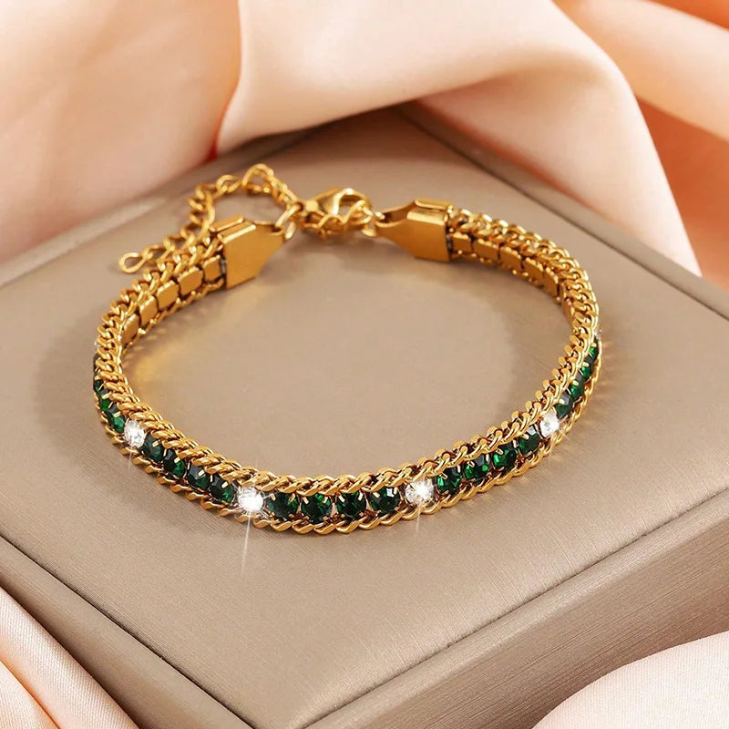 Cubic Zirconia Stainless Steel Bracelet