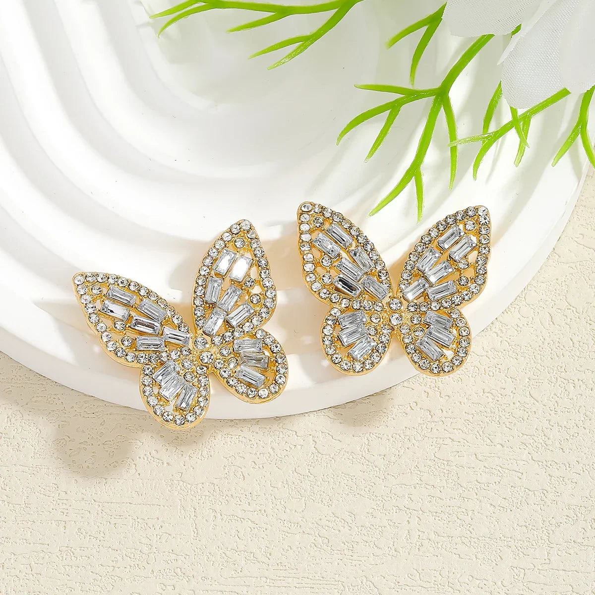 Colorful Crystal Butterfly Stud Earrings - Piña Colada