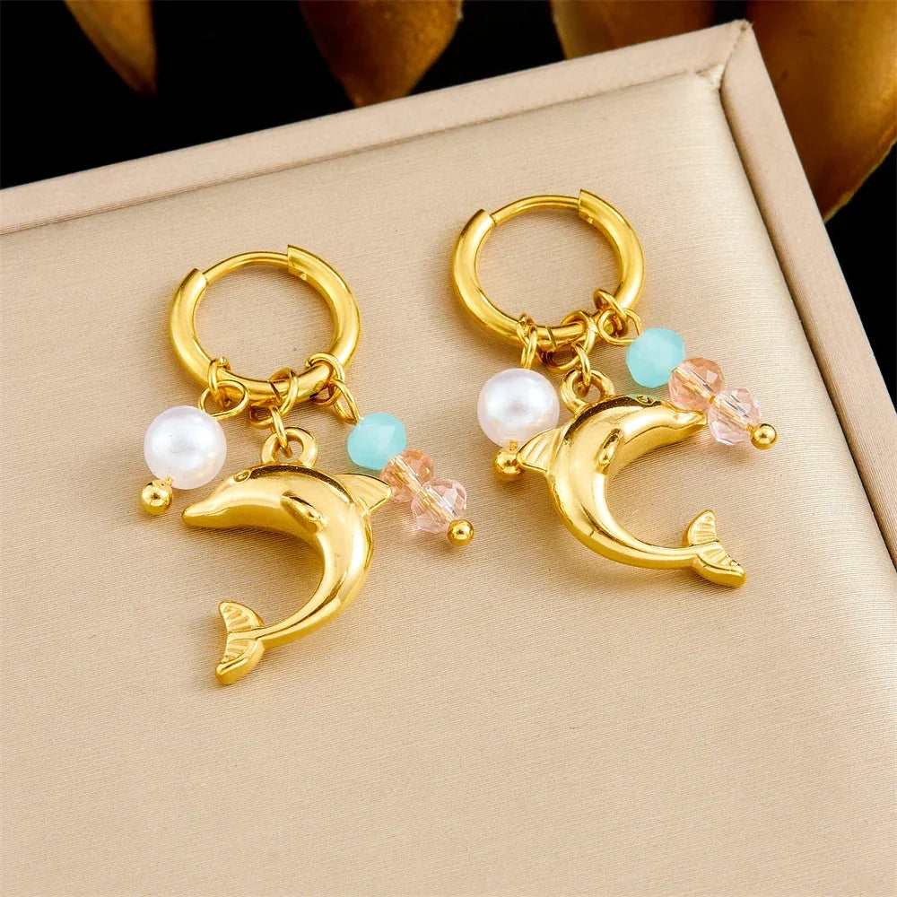 316L Stainless Steel Shell Earrings - Piña Colada
