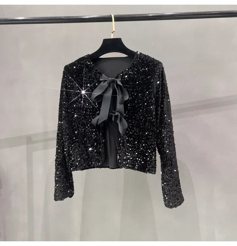 Sequins Jacket Bow Top - Piña Colada
