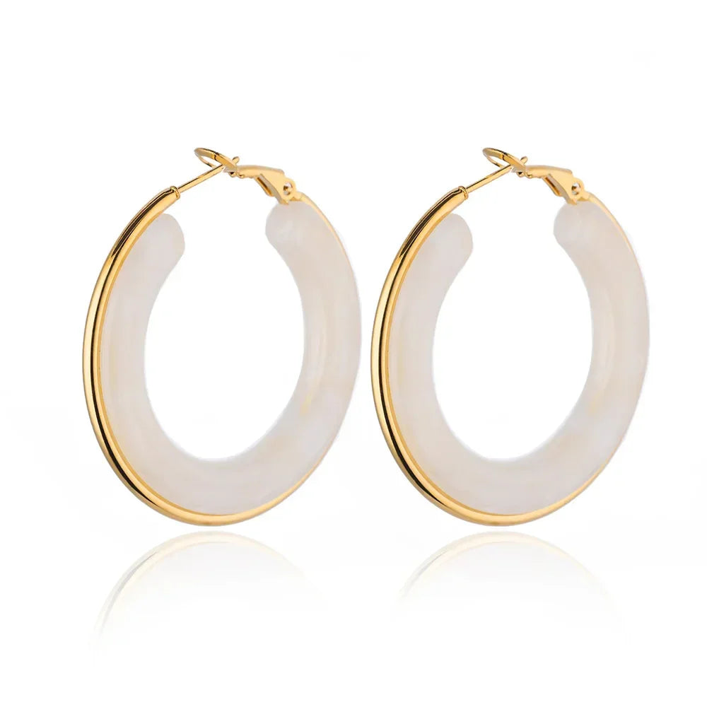 Trendy Acrylic Hoop Earrings - Piña Colada