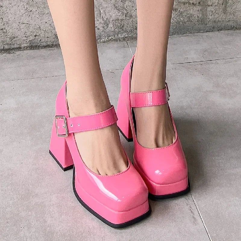 High Heels Pumps Mary Jane Shoes - Piña Colada