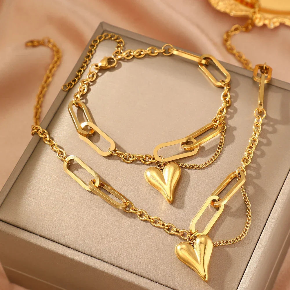 Stainless Steel Heart Jewelry - Piña Colada