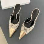 Pointed Toe Serpentine Sexy Thin Heels - Piña Colada