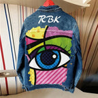 Denim Jacket With Eyes - Piña Colada
